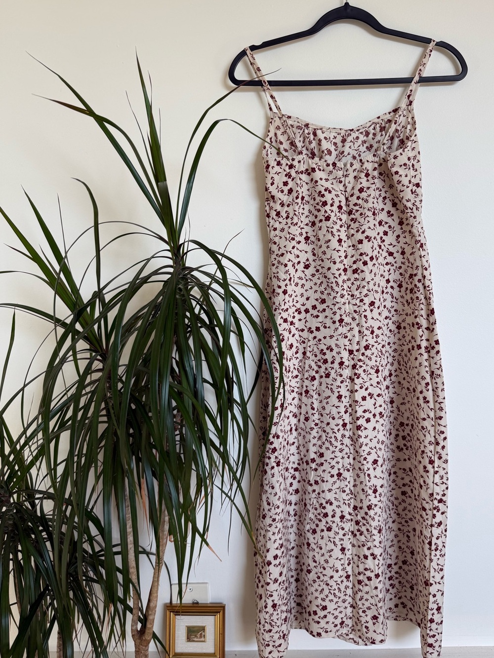 Women’s Cream Floral Midi Dress Cottage Milkmaid - Picture 3 of 4